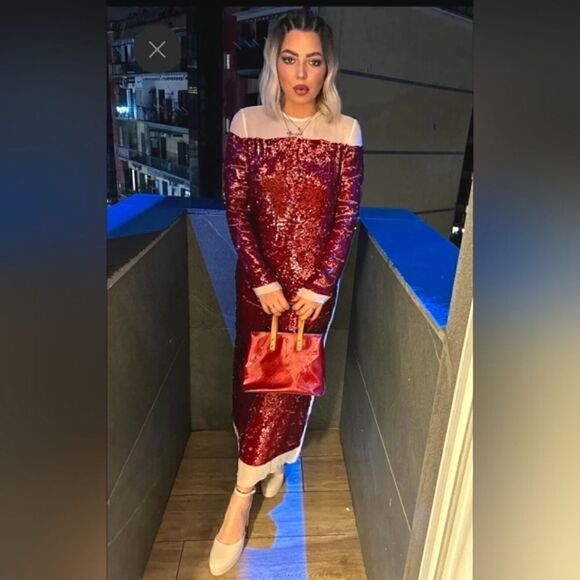 Zara Runs bigLimited EDITION- BLOGGER'S FAVE! SEQUIN CHIFFON DRESS ZW COLLECTION - Picture 8 of 16